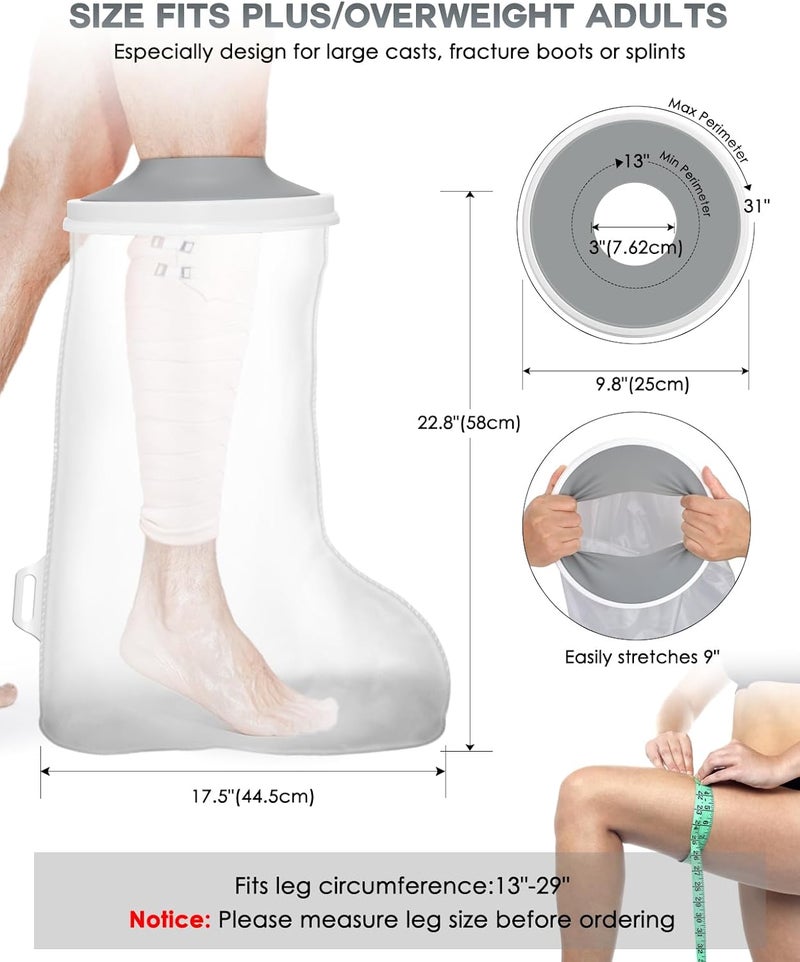 DNEOUXI Waterproof Extra Wide Cast Covers for Shower Leg with Upgraded Non-Slip Bottom, Extra Large Cast Protector for Shower Foot Ankle, Watertight Leg Cast Cover for Plus Size Adults Surgery Casts Boots - Image 2
